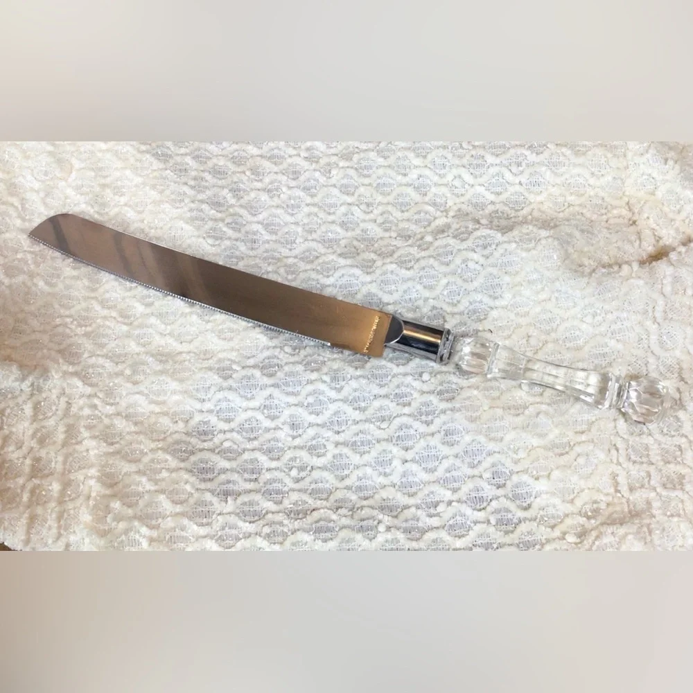 Wedding Cake Knife 13” Stainless Steel Silver Clear Acrylic Handle